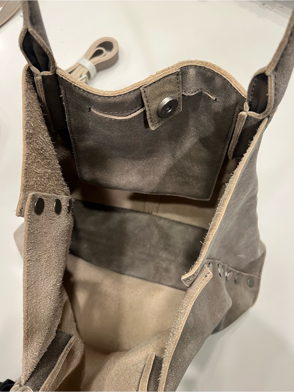 Women's Taupe Stud-Trim Tote Bag - Picture 3 of 4